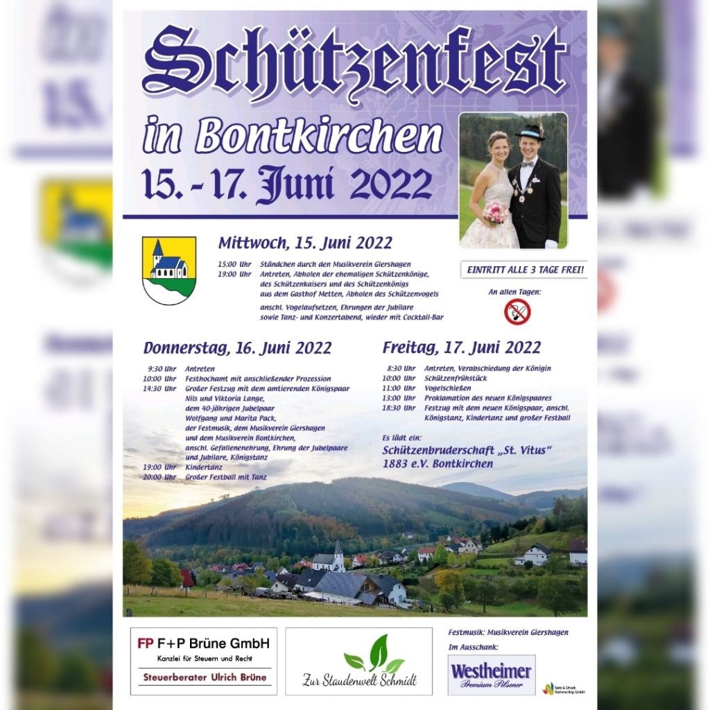 Plakat Schützenfest Bontkirchen 2022